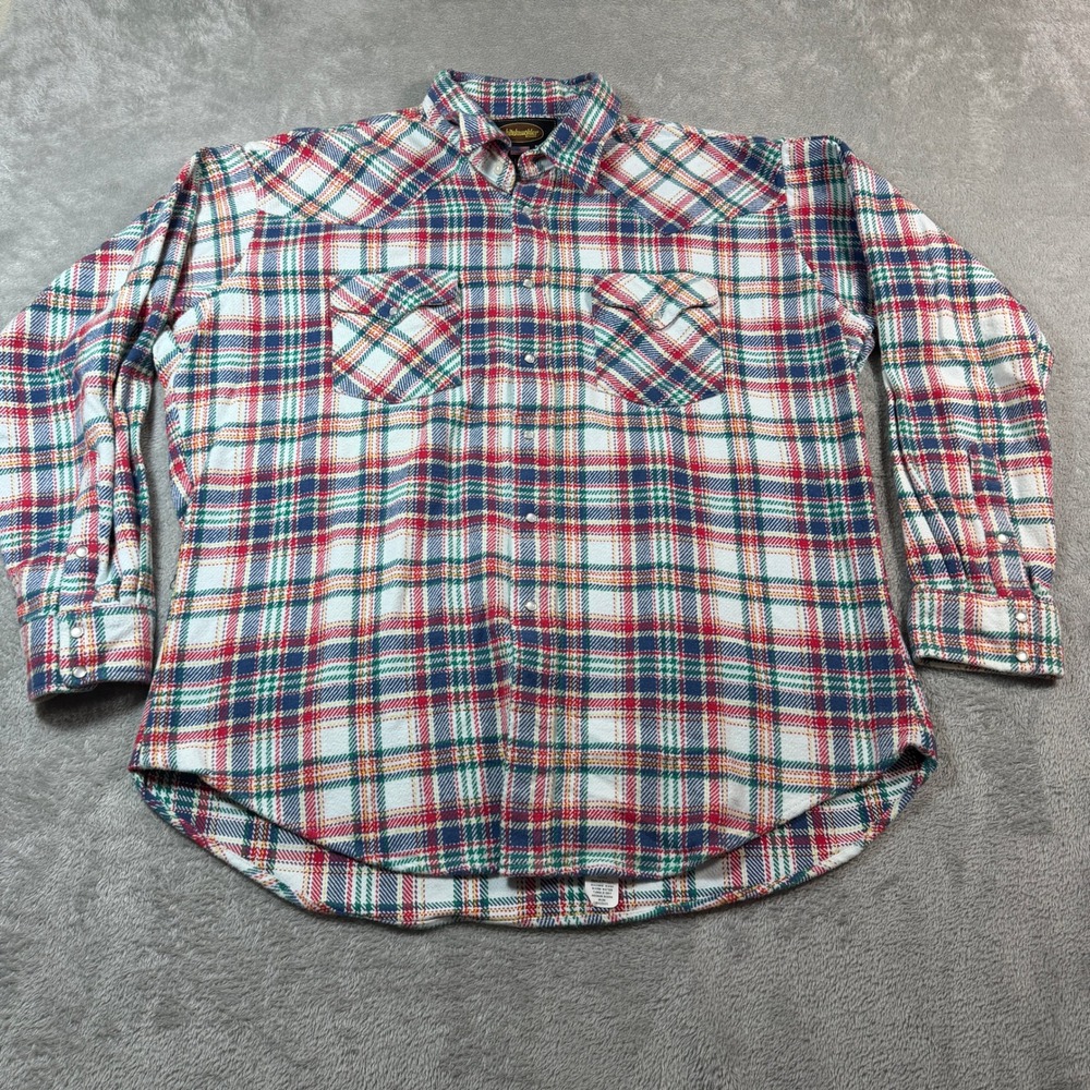Whiteknuckler Brand Flannel Shirt Mens XL Multi Heavy Weight Western Pearl Snap